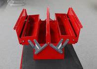Red 530mm 3 Trays Metal Tool Box Portable With One Handle To Store Tools