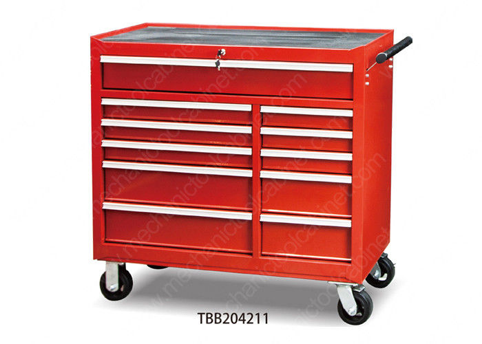 10 Drawer Locking Tall Metal Tool Cabinet , Rolling Tool Chest Aluminum Drawer