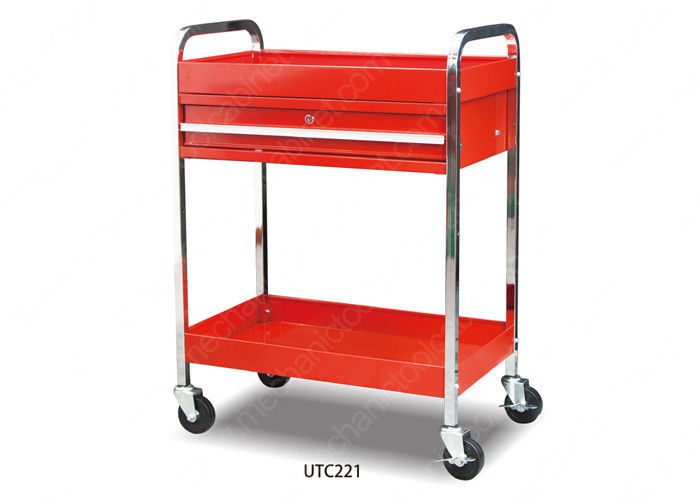 Middle Mobile Tool Storage Carts , Metal Rolling Tool Cart Heavy Duty With Drawer
