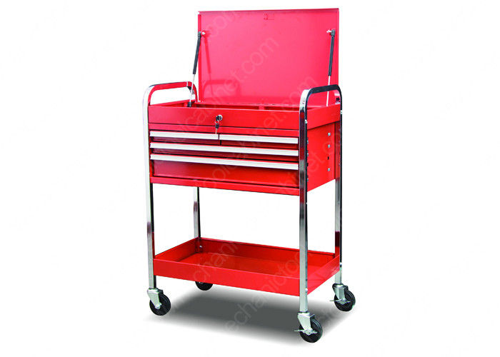 Printing Cold Steel Mobile Shop Automotive Service Cart , Utility Cart With Drawers