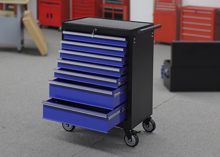 Blue Heavy Duty 7 Drawers Garage Storage Tool Cabinets On Wheels Lockable