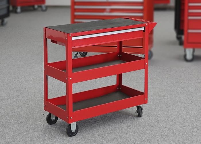 Workshop Storage 2 Layer Red Rolling Mechanics Tool Cart With One Drawer