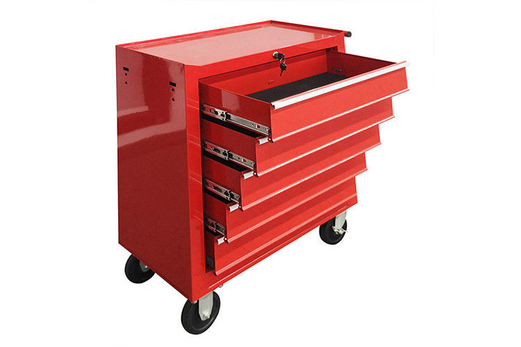 24&quot; 5 Drawer red toolbox on wheels Spcc Cold Steel Tool Storage With EVA Mat
