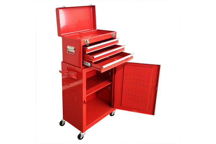 3-Drawer SPCC Cold Steel Rolling Tool Chest &amp; Tool Cabinet Combo (Red)